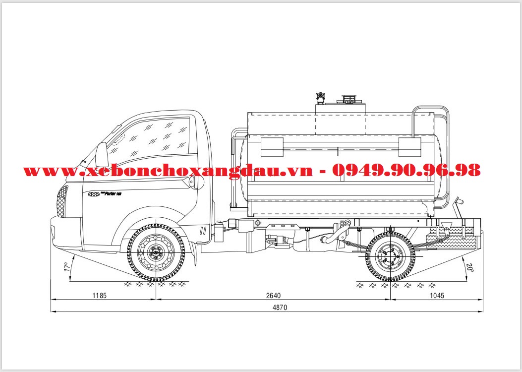 Xe bồn nhôm 2 khối Hyundai H150 chở xăng dầu