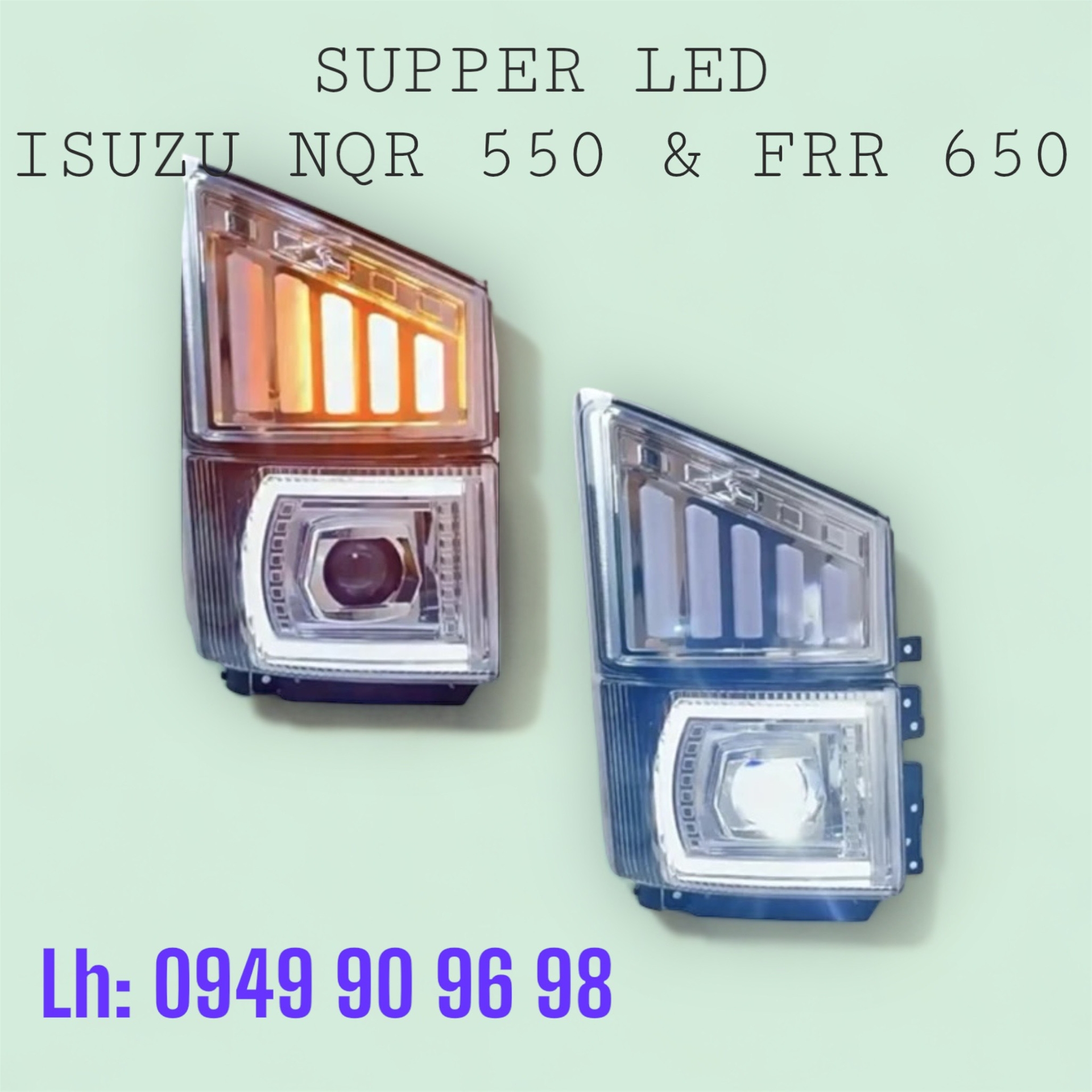 Đèn pha LED xe tải ISUZU NQR550 và FRR650 loại 24V