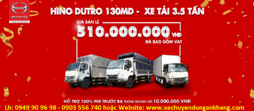 Khuyến mãi trước bạ 2% khi mua xe tải Hino Dutro 300 đến ngày 31/12/2020